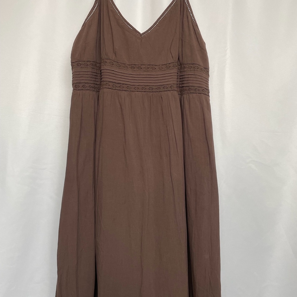 H&M Whimsigoth Boho Prairie Chocolate Brown Lace Cami Maxi Dress 90s Grunge 16 - Picture 3 of 14